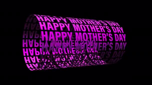 Loop Animation HAPPY MOTHERS DAY 3D text wheel motion graphics isolated alpha channel using QuickTime Alpha Channel ProRes 4444. 4K 3D seamless loop Mother's Day holiday word overlay effect element. - Footage, Video