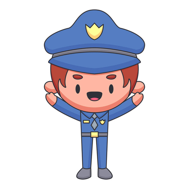 警官漫画ドアハンドドローのコンセプトベクトルカワイイイラスト - ベクター画像