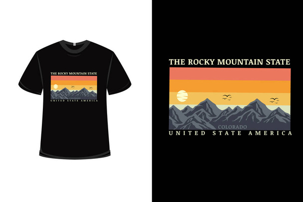 t-shirt skaliste góry stan zjednoczony stan Ameryka kolor pomarańczowy żółty i szary - Wektor, obraz