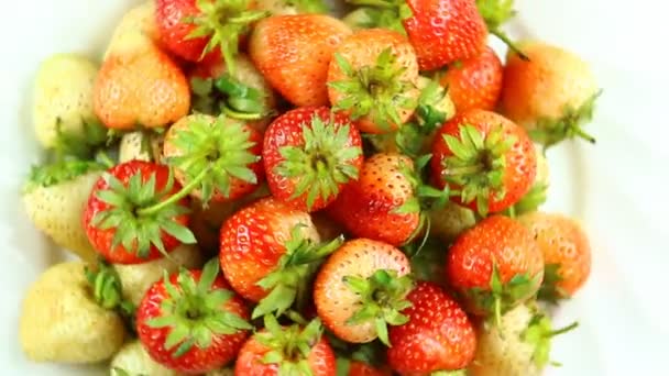 Pile of strawberries in plate, in studio Chiangmai Thailand - Footage, Video