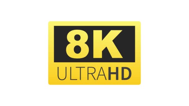 8K Ultra HD etiketti. Huipputeknologiaa. LED-televisio näyttö. Liikegrafiikka. - Materiaali, video