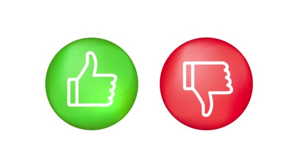 Flat green button on red background. Ok sign. Trumb up, great design for any purposes. Social media concept. Motion graphics. - Footage, Video