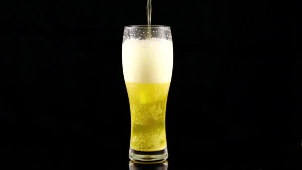 La birra non filtrata leggera viene versata in un bicchiere - Filmati, video