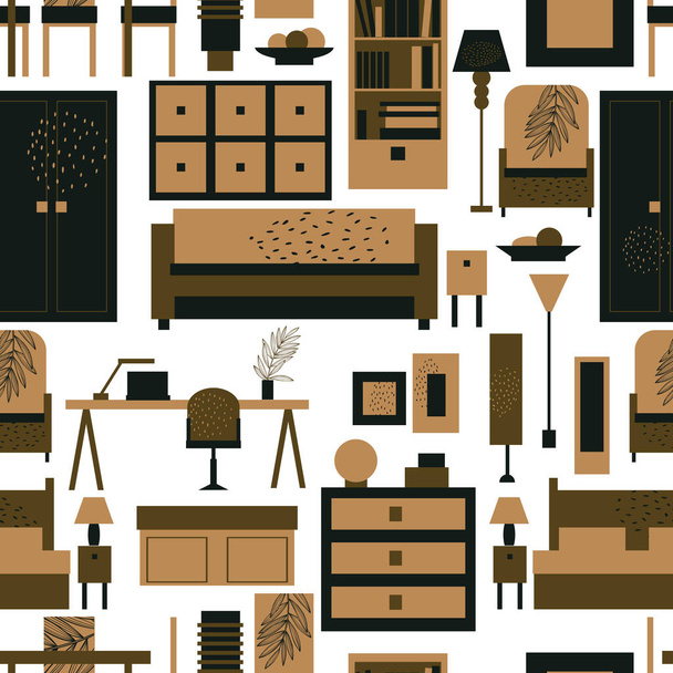 Furniture for the home. Vector  seamless pattern - Vector, Image