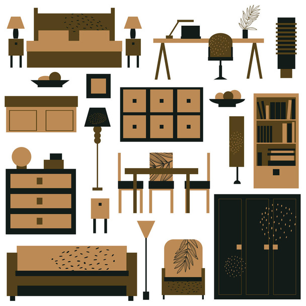 Furniture and  lamps for the home. Vector illustration. - Vector, Image