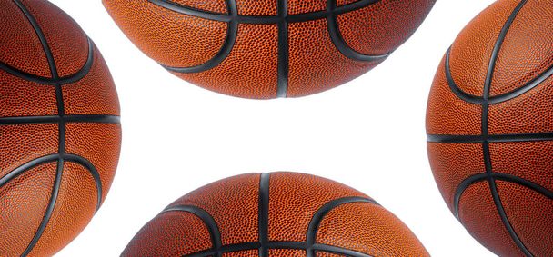 Basketbol topu dokusunun yakın plan detayları. Takım sporu konsepti. Modern spor afişi - Fotoğraf, Görsel