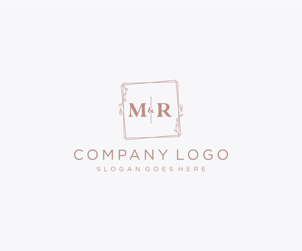 MR litery Dekoracyjne luksusowe logo ślubne. - Wektor, obraz