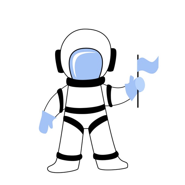 Vector stock illustration of astronaut with fla - Vector, Image