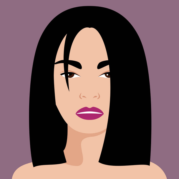 Young beautiful Asian woman. Vector illustration in a flat style. - Vector, Image