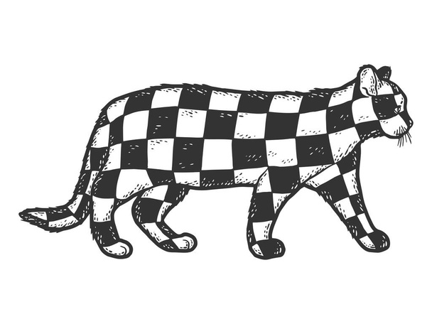 Kattenkleurenbord. Schets krabplank imitatie. Zwart-wit. - Foto, afbeelding