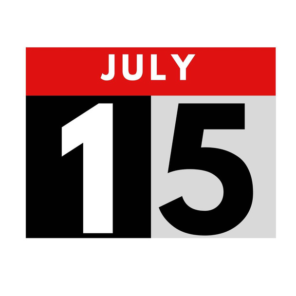 Le 15 juillet. icône de calendrier journalier plat .date, jour, mois .calendar pour le mois de juillet - Photo, image