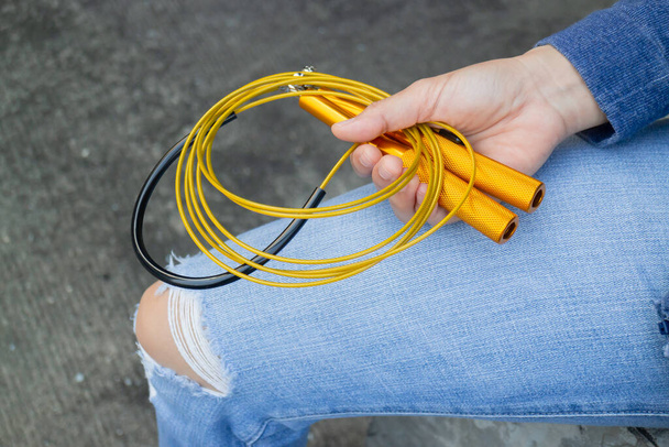 View side of fitness jumping rope with idea concept, stock photo - Photo, Image