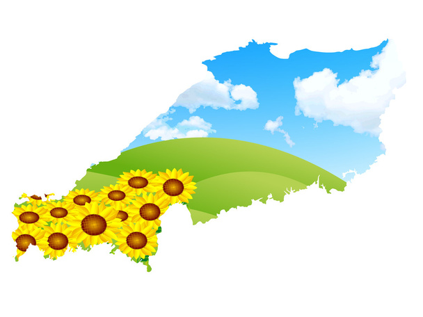Japani kartta auringonkukka
 - Vektori, kuva