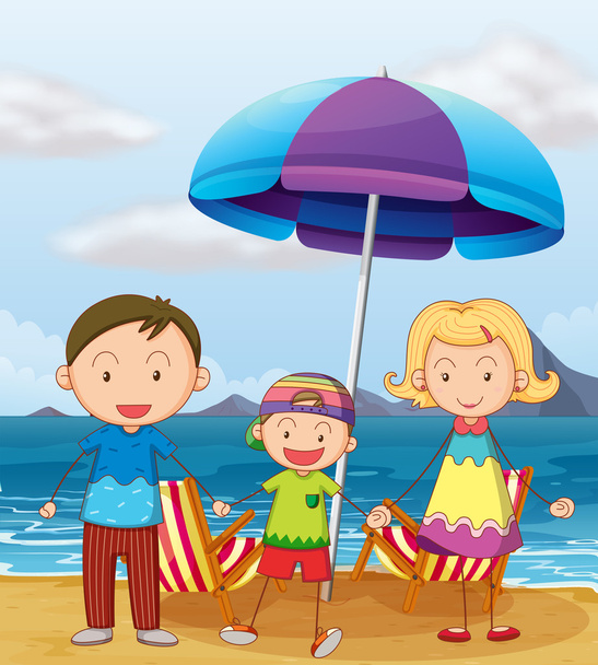 μια οικογένεια στην παραλία - Διάνυσμα, εικόνα