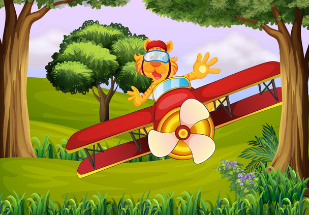 letadlo v lese s tygr - Vektor, obrázek