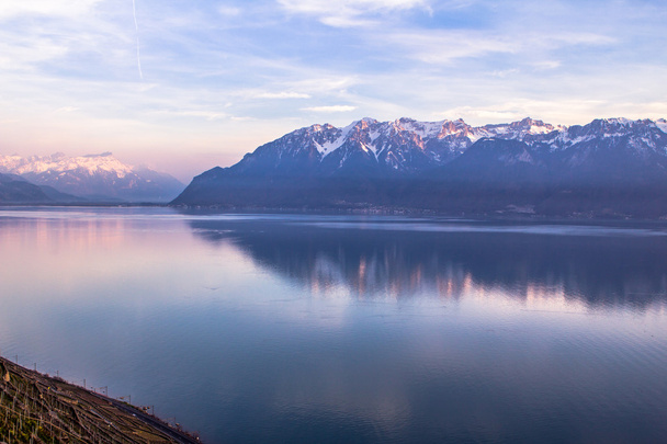 Evening Lake Geneva and the Alps - Photo, Image