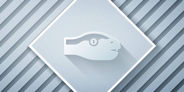 Paper cut Snake icon isolated on grey background. Paper art style. Vector. - Vector, Image