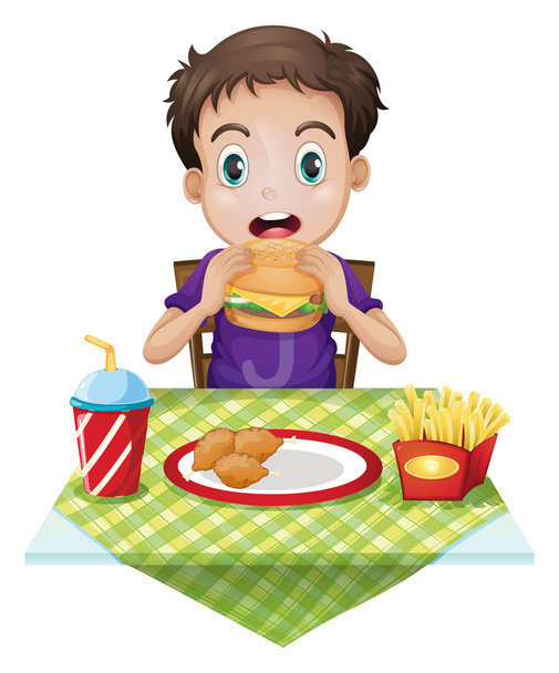 食べる少年 - ベクター画像