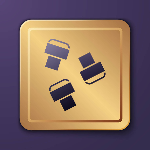 Purple Marker pen attachment icon isolated on purple background. Gold square button. Vector. - Vector, Image