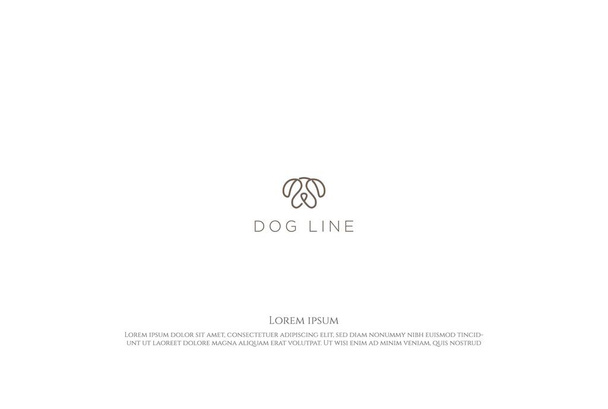 Modernes minimalistisches Monogramm Animal Dog Line Logo Design Vector - Vektor, Bild