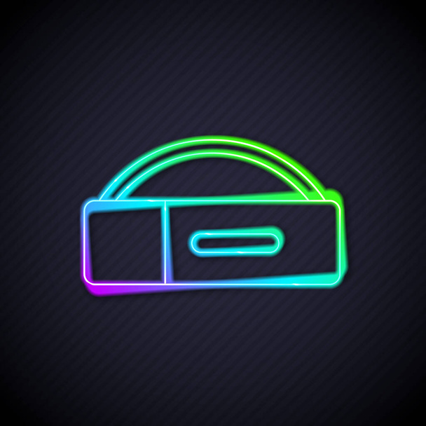 Glowing neon line Case for billiard cue icon isolated on black background.  Vector. - Vector, Image