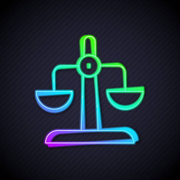 Glowing neon line Libra zodiac sign icon isolated on black background. Astrological horoscope collection.  Vector. - Vector, Image