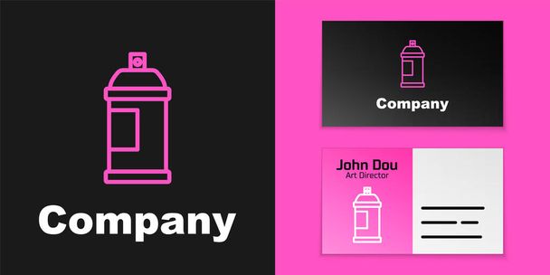 Linha rosa Spray de tinta pode ícone isolado no fundo preto. Elemento de modelo de design de logotipo. Vetor. - Vetor, Imagem