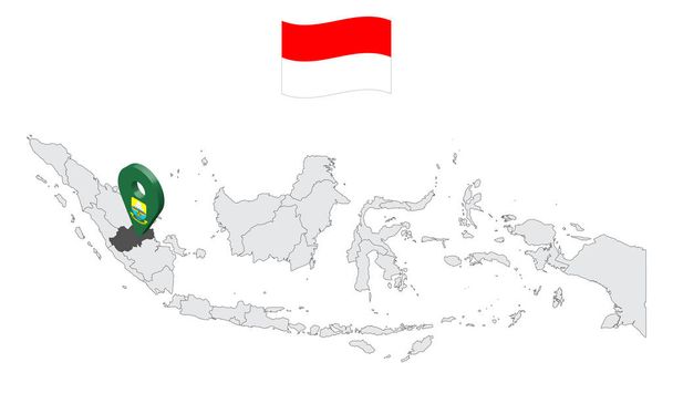Ubicación de Province Jambi en el mapa Indonesia. 3d Jambi bandera mapa marcador ubicación pin. Mapa de calidad con Provincias de Indonesia para el diseño de su sitio web, aplicación, interfaz de usuario. EPS10. - Vector, imagen