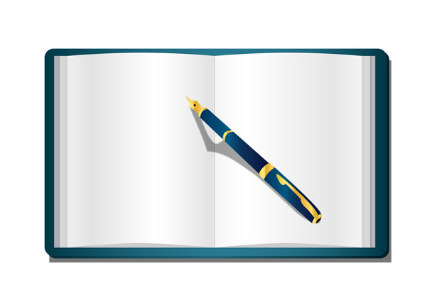 Notitieboekje met pen - Vector, afbeelding
