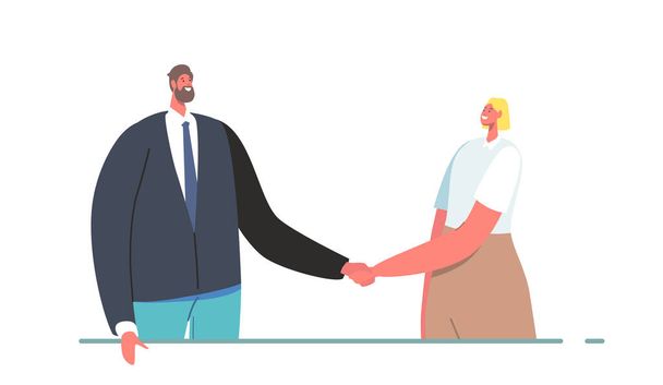 Dohoda o obchodních partnerech, genderová rovnost pohlaví, koncepce Deal Partnership. Business People Man and Woman Meeting - Vektor, obrázek