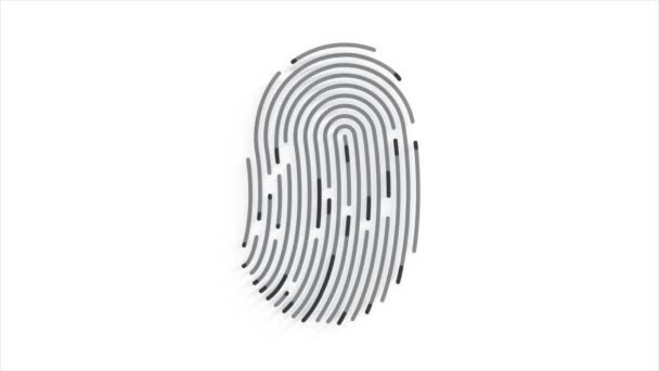 Fingerabdruck-Icon-Animation auf schwarzem Hintergrund mit Alphakanal. Futuristische Touch ID-Technologie der mobilen Sicherheit für das Entsperrgerät - Filmmaterial, Video