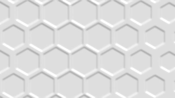 Шестиугольный белый абстрактный фон - трехмерный абстрактный шестиугольник. - Кадры, видео