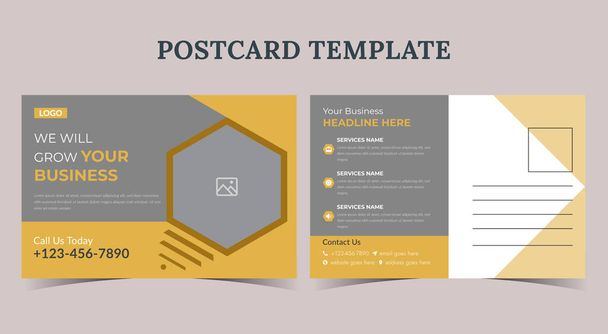 Postkartendesign, Corporate Postcard Template Design, Business Solution Postcard - Vektor, Bild
