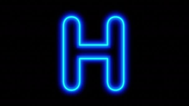 Animated blue neon letter H on a black background. Looped animation. 3D rendering. 4K video - Footage, Video