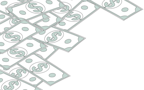 Linea semplice disegno di legge dollaro, materiale di sfondo, con spazio di copia - Vettoriali, immagini