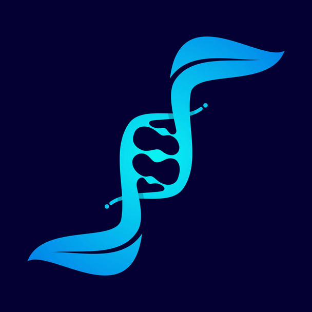 Icona DNA simbolo trendy e moderno con foglia. Illustrazione vettoriale EPS.8 EPS.1 - Vettoriali, immagini