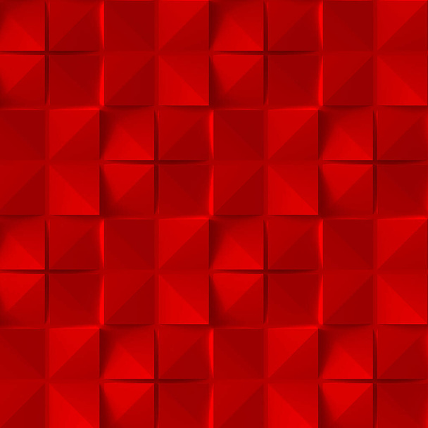 3d иллюстрация. Реалистичные красные - это кубики объёма с тенью одного размера, расположенные в пространстве на разных уровнях. Абстрактный фон трехмерных кубов. Фон красных кубиков. 3d отрисовка.3d панель - Фото, изображение
