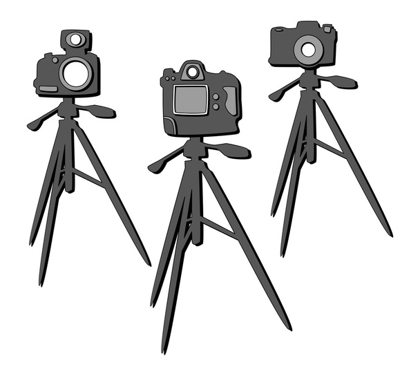 Photo camera with tripod - Vector, Image