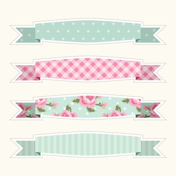 Fabric retro ribbons as banners - Vector, Image