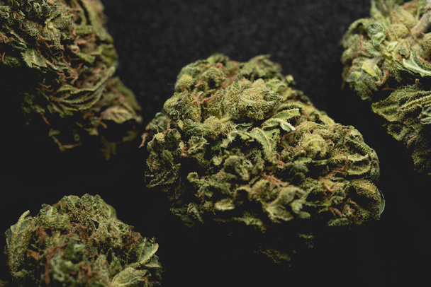 Macro close up retrato de Amnésia Cannabis Maconha Dry Buds, focu seletivo - Foto, Imagem