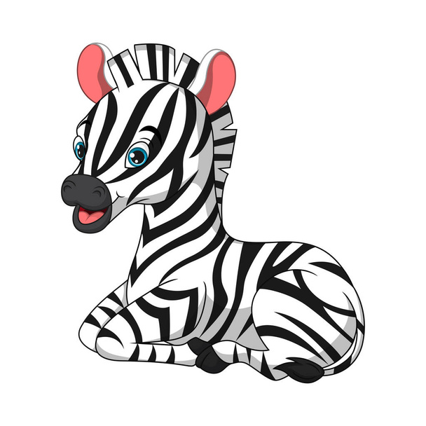 Vector illustration of Cute zebra cartoon isolated on white background - Vector, Image