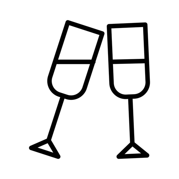 icono de cóctel de vino de vidrio, ilustración vectorial, aislado sobre fondo blanco - Vector, imagen