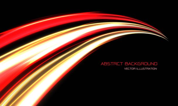 Resumen rojo amarillo luz altura velocidad curva dinámica en negro con diseño de espacio en blanco moderna tecnología futurista fondo vector ilustración. - Vector, Imagen