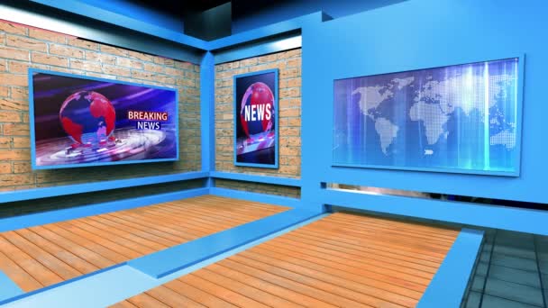 3D Virtual TV Studio News, TV seinällä.3D Virtual News Studio Taustasilmukka - Materiaali, video