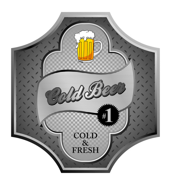 Beer silver steel label - Vector, Image