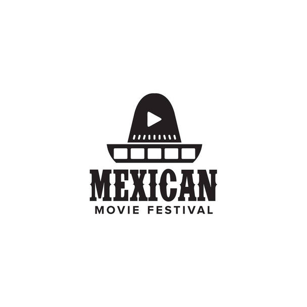 Мехіко-фільм з традиційним дизайном логотипу капелюха шаблон - Вектор, зображення