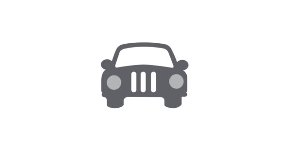 Animation of car icon. Isolated on white background. - Footage, Video