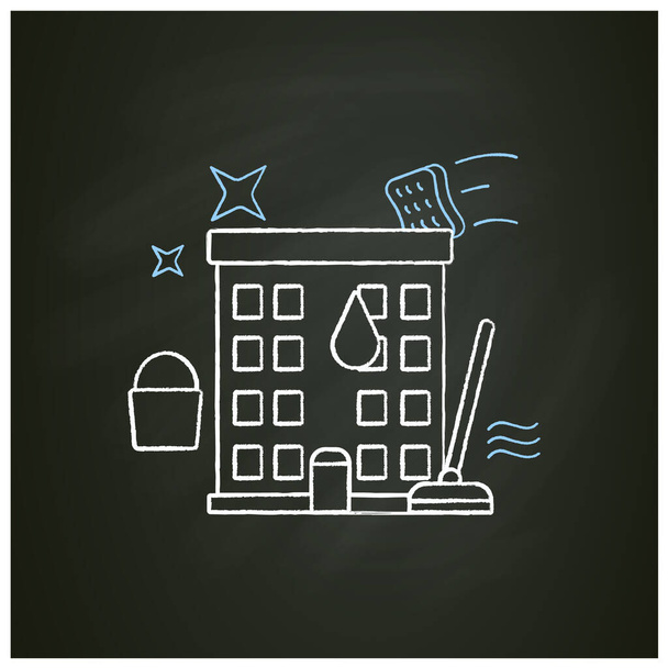 Apartment cleaning chalk icon - Vector, Image
