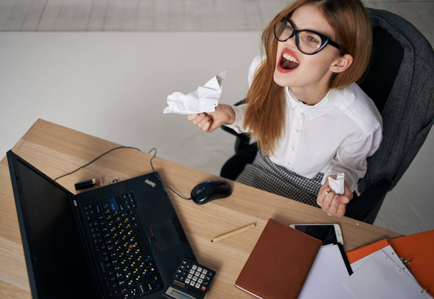 woman secretary working office communication professionals emotions - Фото, изображение