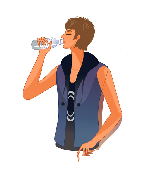 Homem água potável - Vetor, Imagem